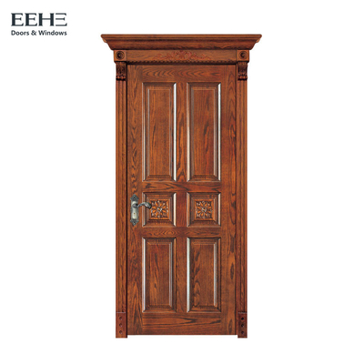Les portes de chambre à coucher en bois solide de vernis d'Eco/100% 6 lambrissent les portes intérieures en bois